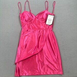 NWOT City Studio Mini Dress L Pink Party Sleeveless V Neck Cocktail Back Zipper